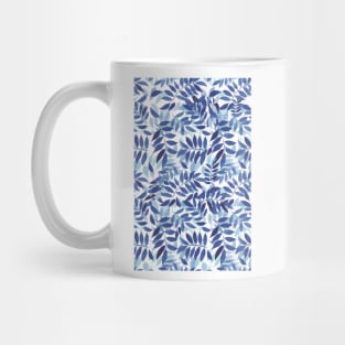 Abstract Blue Leaves Mug